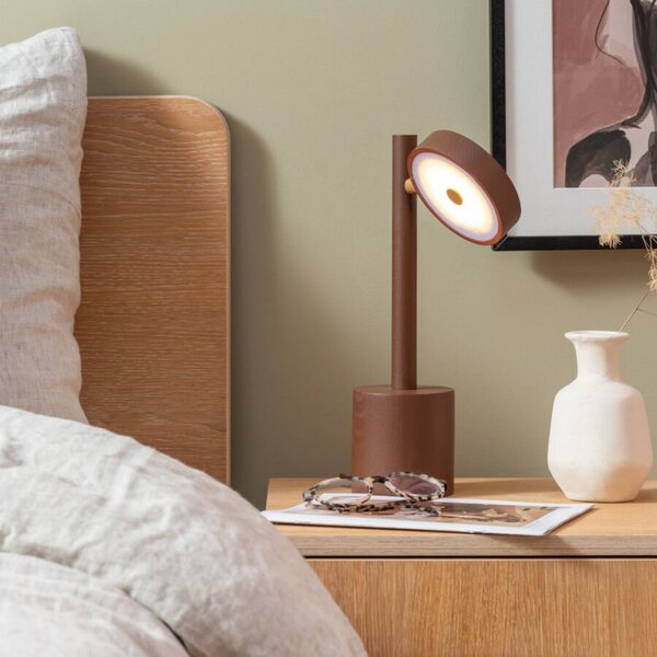 Good & Mojo GOOD MOJO LED настолна лампа Okinawa, кафява, 35 cm, дърво, Затъмняване, Кафяв / ръждив, Дневна/трапезария, Дървесина, Модерен