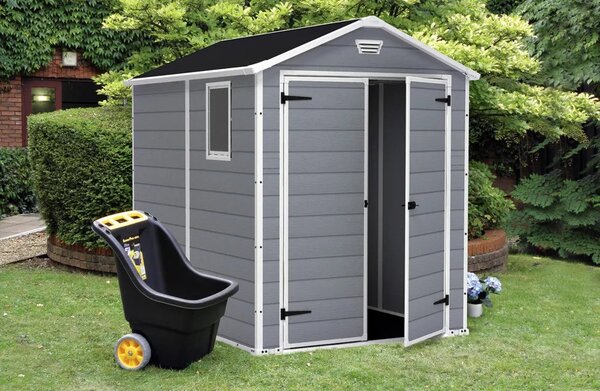 Градинска барака Keter Manor, сива 237x185x227 см, 6x8ft, HDPE пластмаса