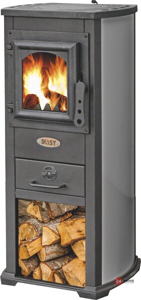 Камина със стоманена врата и плоча Blist EKONOMIK LUX N, Тъмно сива 5-7kW