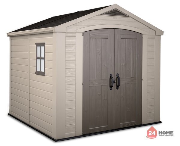 Градинска барака Keter Factor, бежаво-кафява 256x255x243 см, 8x8ft HDPE пластмаса