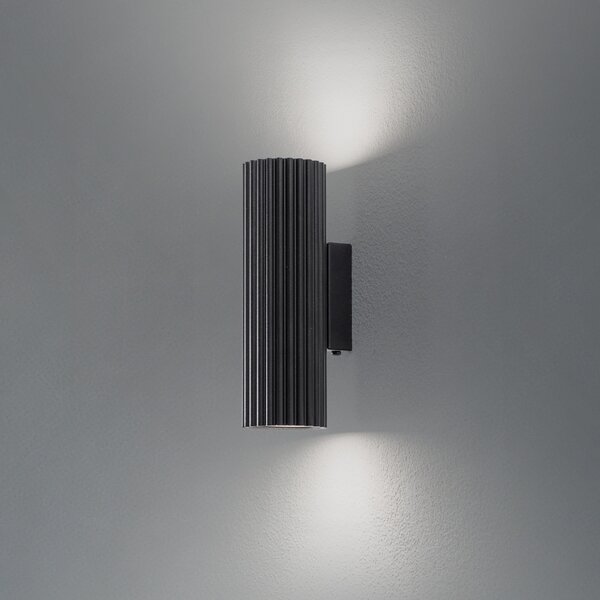 SOLLUX LIGHTING Стенна лампа Carbon, черна, височина 20 см, алуминий, 2 светлини., Затъмняване, Черен, Дневна/трапезария, Алуминий, Модерен