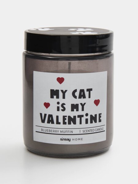 Sinsay - Ароматизирана свещ My Cat is My Valentine - черeн