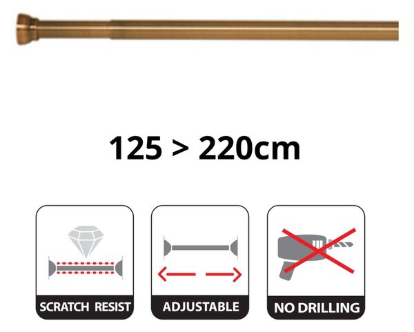 Матово златист прът за душ завеса 125 - 200 cm Kreta – Spirella