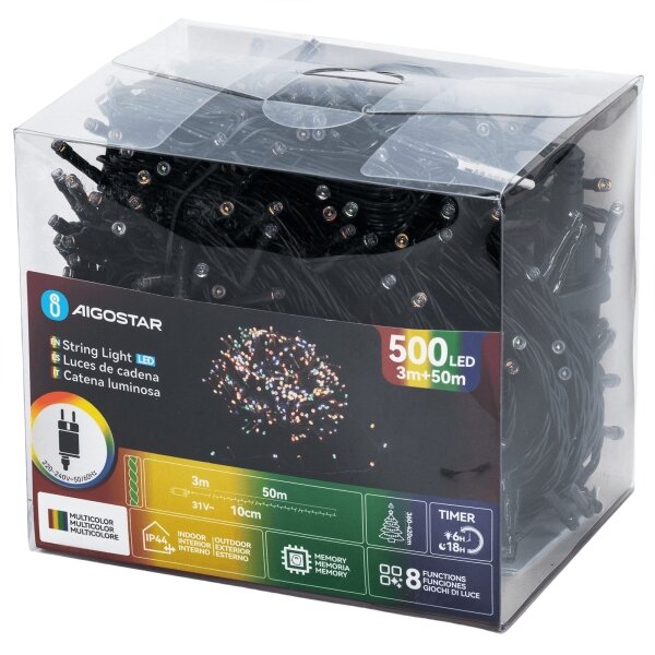 Aigostar - LED RGBY Външна коледна гирлянда 500xLED/3,6W/230V 50m IP44