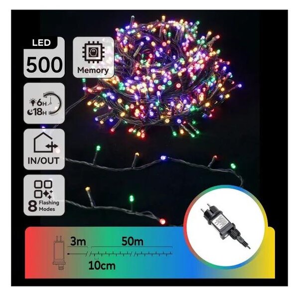 Aigostar - LED RGBY Външна коледна гирлянда 500xLED/3,6W/230V 50m IP44