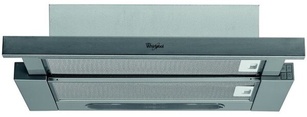 Абсорбатор Whirlpool AKR 749/1 IX, за вграждане, телескопичен, енергиен клас Е, въздухопоток 304m3/h, три степени на скорост на управление, механично управление, сив