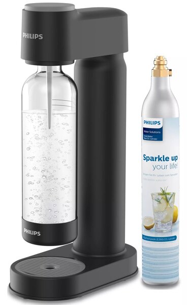 Машина за сода Philips ADD4901BK в комплект с цилиндър, регулируемо ниво на газиране, черна