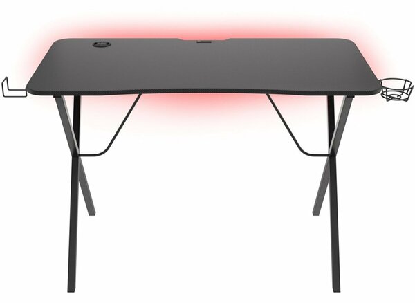 Геймърско бюро Genesis Holm 200 RGB, гейминг, RGB подсветка, поставка за слушалки, поставка за чаша, 3x USB 2.0, черно