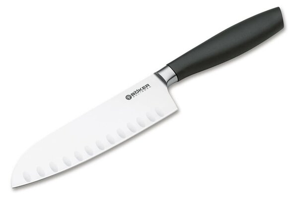 Кухненски нож Boker Solingen Core Professional Santoku with Hollow Edge, 29.5 см, неръждаема стомана, черен