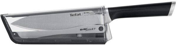 Комплект готварски нож и точило за ножове Tefal K2569004, неръждаема стомана, черен