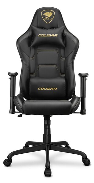 Геймърски стол Cougar Armor Elite Royal, до 120 kg, Class 4 газов амортисьор, 2D регулируеми подлакътници, PVC кожа, черен