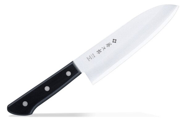 Кухненски нож Tojiro Basic Santoku, 17 см, неръждаема стомана, 3-пластово острие, черен