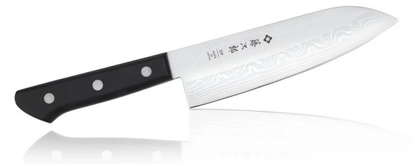 Кухненски нож Tojiro DP Damascus Santoku Knife, 170mm дължина на острието, черен