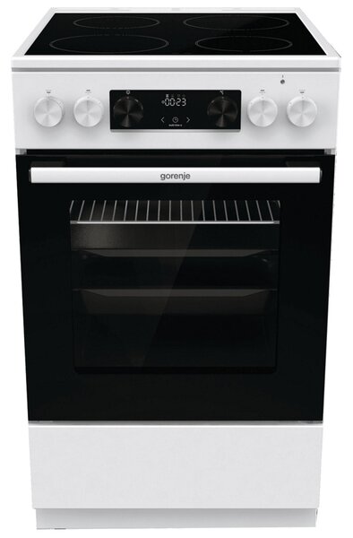 Готварска печка Gorenje GEC5C42WG, електрическа, клас A, 4 нагревателни зони, 70 л. капацитет на фурната, бяла