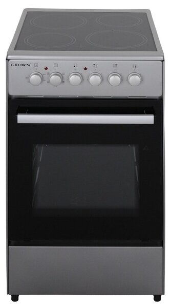 Готварска печка Crown CEC-5060V IX, 4 нагревателни зони, 47л обем, 5 функции, 6 степени на нагряване на котлоните, индикатор за остатъчна топлина, инокс