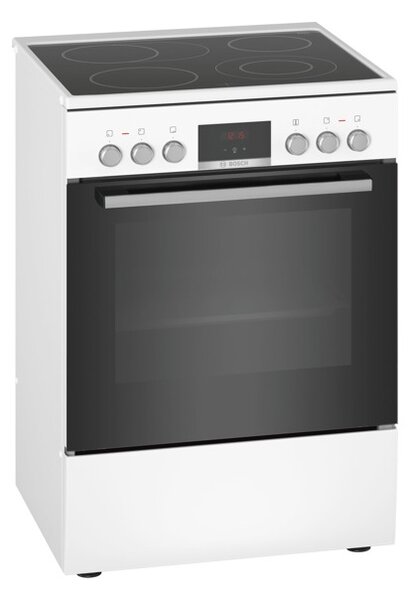 Готварска печка Bosch HKR39C220, 4 нагревателни зони, 66 л. обем на фурната, EcoClean покритие, LED-Display, 7 начина на нагряване, бяла