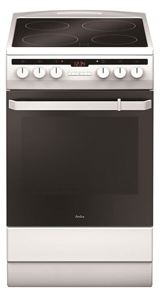 Готварска печка Amica 508CE2.30EHTA, ток, 62 л. обем, 4 нагревателни зони, 8 функции на фурната, бяла
