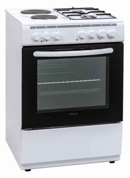 Готварска печка Crown Finlux FXC 522M, 4 броя нагревателни зони, 50 л. обем на фурната, 9 функции, бяла