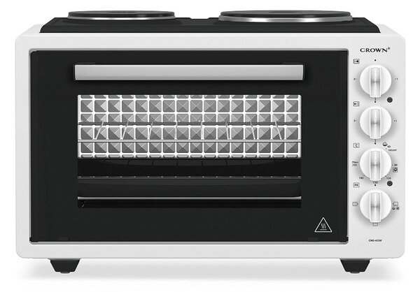 Мини готварска печка Crown CMO-433W, 42л. обем, 2 нагревателни зони, 3 функции, бяла