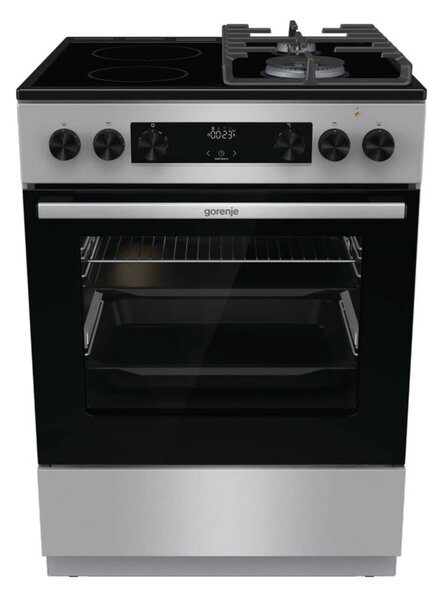 Готварска печка Gorenje GKC6C60XT, 71л. обем, 4 нагревателни зони, функция AirFry, FrozenBake, AquaClean, инокс