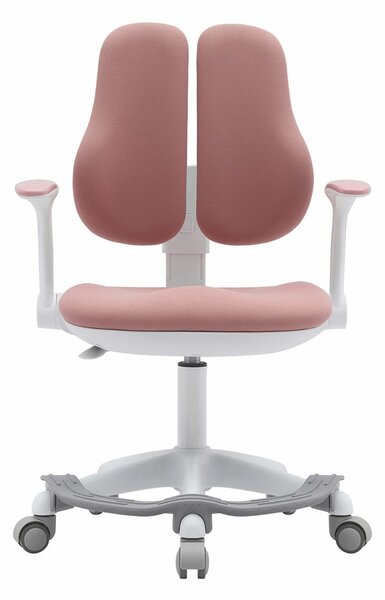 Детски стол RFG Ergo Cute White, до 100кг, дамаска, полипропиленова база, коригиране на височината, розов