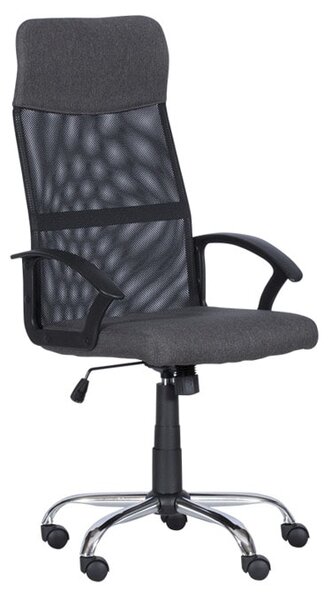 Офис стол Carmen 6592-1, до 120кг, мрежа/дамаска, хромирана база, Tilt tension механизъм, коригиране височина, регулируем люлеещ механизъм, газов амортисьор, черно-сив