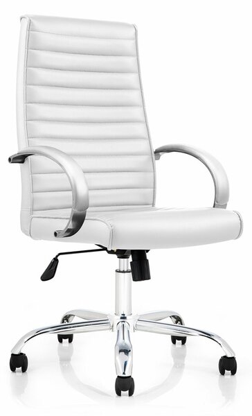 Директорски стол RFG Bright HB (COOL HB/415976), до 130кг, еко кожа, хромирана база, Tilt механизъм, коригиране на височината, заключване в позиция, бял