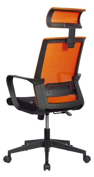 Директорски стол RFG Smart HB, до 120кг. макс. тегло, дамаска и меш, регулируема височина, черна седалка, оранжева облегалка
