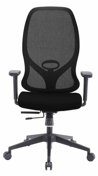 Директорски стол RFG STAR HB, до 150кг, дамаска/меш, люлеещ механизъм, коригиране на височината и дълбочината, газов амортисьор, заключване на облегалката, лумбална опора, черен