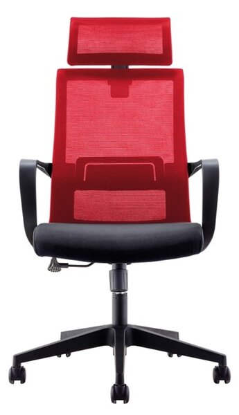 Директорски стол RFG Smart HB, дамаска и меш, черна седалка, червена облегалка