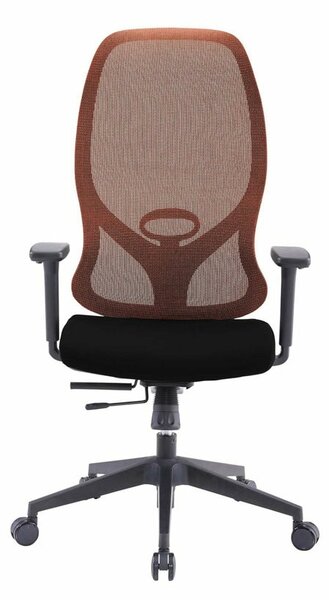 Директорски стол RFG STAR HB, до 150кг, дамаска/меш, люлеещ механизъм, коригиране на височината и дълбочината, газов амортисьор, заключване на облегалката, лумбална опора, черно-оранжев