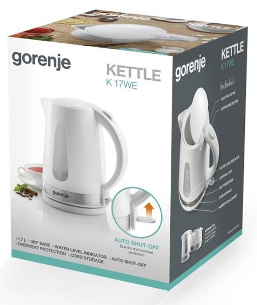 Електрическа кана Gorenje K17WE, 1.7 л. обем, 1850W, бяла