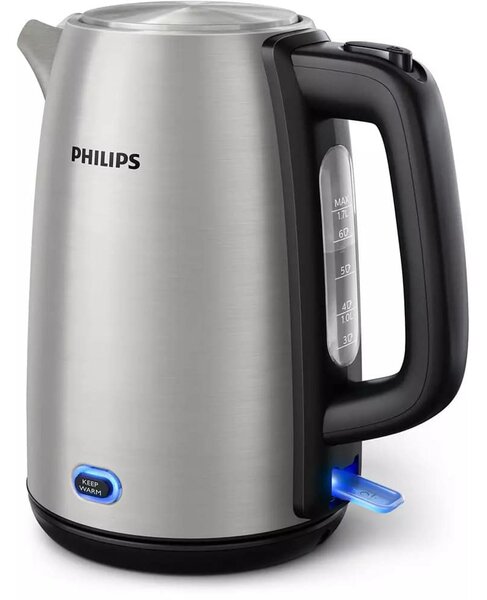 Електрическа кана Philips Viva Collection HD9353/90, вместимост 1.7л, капак с пружина, светлинен индикатор, 2060 W, инокс