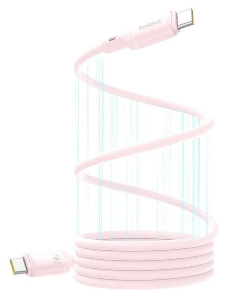 Кабел Baseus PicoGo Magnetic Liquid Silicone (P10376800411-00), от USB C(м) към USB C(м), 1m, 240W, розов, магнитен органайзер