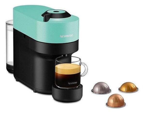 Кафемашина на капсули NESPRESSO VERTUO POP, 1500W, енергиен клас А+, 5 дължини на кафето, 30 мин. време за загряване, светлосиня