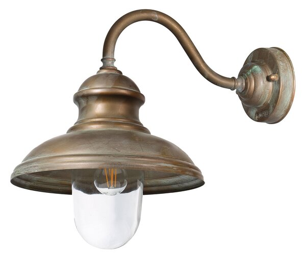 Moretti Luce Външно стенно осветление Little Mill 3351, античен месинг, прозрачно стъкло, Затъмняване, Бронзов / античен месинг, Метал, Античен