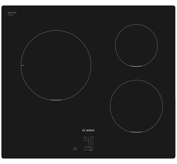 Плот за вграждане Bosch PUC611AA5E, 3 нагревателни зони, индукционен, сензорно управление, 9 нива на мощност, черен