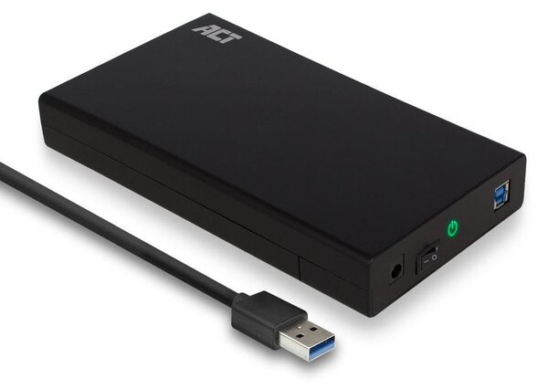 Кутия 3.5" (8.89 cm), ACT AC1405, за HDD, SATA3, USB 3.1 Gen1, черна