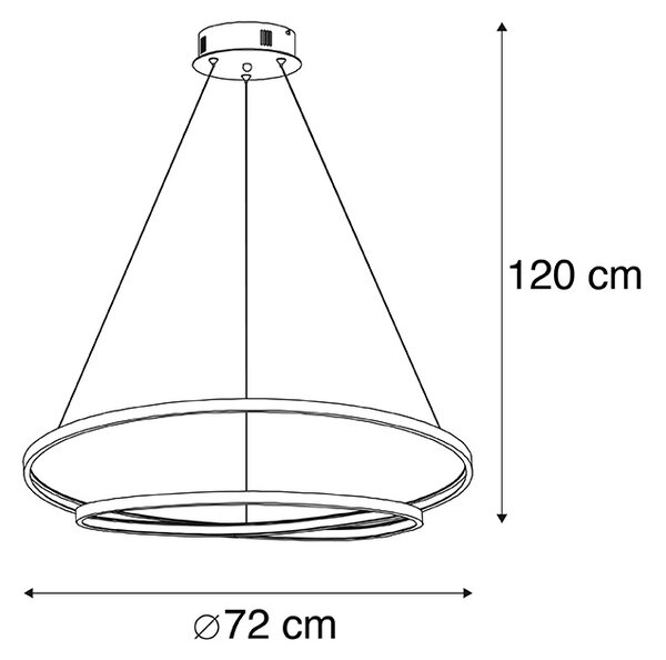 Дизайнерска висяща лампа злато 72 см с LED димиране - Rowan