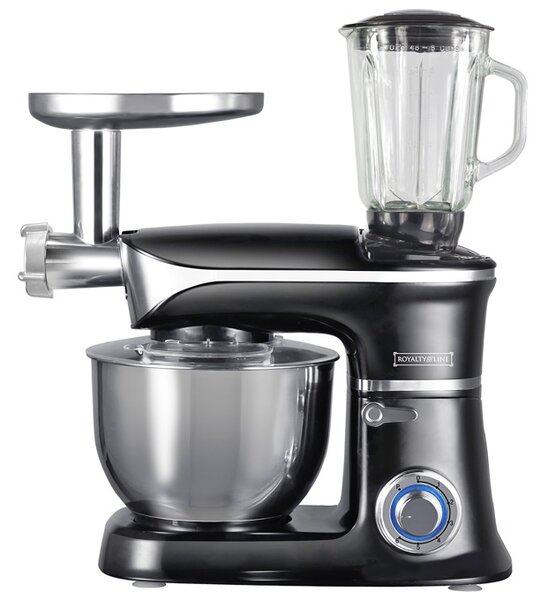 Кухненски робот Royalty Line RL-PKM1900.7BG, 1900W, 6 скорости, 6.5L, 3в1, блендер, миксер, месомелачка, черен