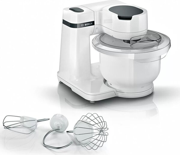 Кухненски робот Bosch MUMS2AW00, 4 скорости, 3.8 л. капацитет, алуминиева бъркалка с незалепващо покритие, 700W, бял
