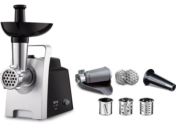Месомелачка Tefal HV 7IN1 NE109838, капацитет 1.7кг/мин, обратно въртяща функция, 2 приставки, 1400 W, черна