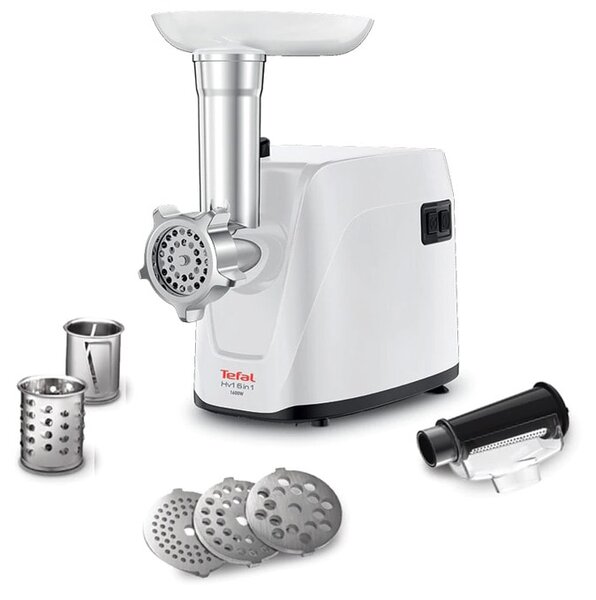 Месомелачка Tefal NE114130, 1.9 кг. капацитет, решетки от неръждаема стомана, 1600W, бяла