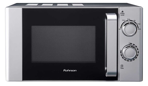 Микровълнова фурна Rohnson R-2037, механично управление, 700W, 20 л. обем, 6 степени на мощността, таймер, инокс