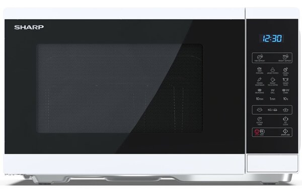 Микровълнова фурна Sharp YC-MG252AE-W, с грил, електронно управление, 900W, 25л. обем, 11 степени на мощност, бяла