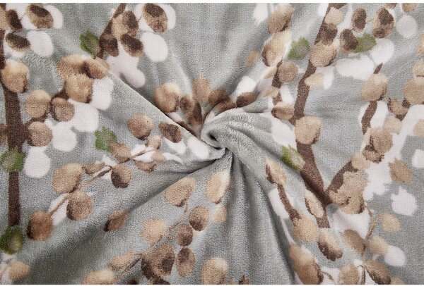 Сиво единично спално бельо от микроплюш 140x200 cm Branches – My House