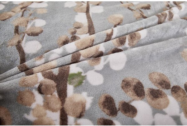 Сиво единично спално бельо от микроплюш 140x200 cm Branches – My House