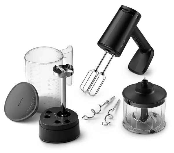 Миксер Philips HR3781/20, 500W, 5 степени на работа, с турбо функция, 1 l обем на купата, бъркалки за тесто, черен