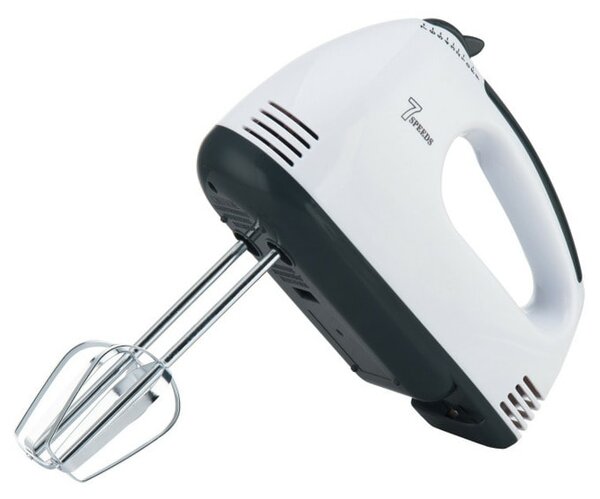 Миксер Rosberg R51110G, 200W, 7 скорости, хромирани бъркалки, бял/черен