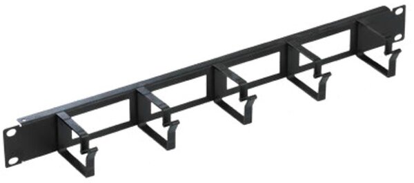Органайзер за кабели MIRSAN MR.OKP2U19.01, 2U, 19", 5 скоби, за SOHO шкафове, черен